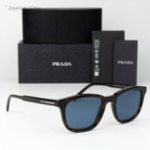 Prada Women Sunglasses Radica Tortoise Blue Square PRA21S 17N06A NEW AUTHENTIC